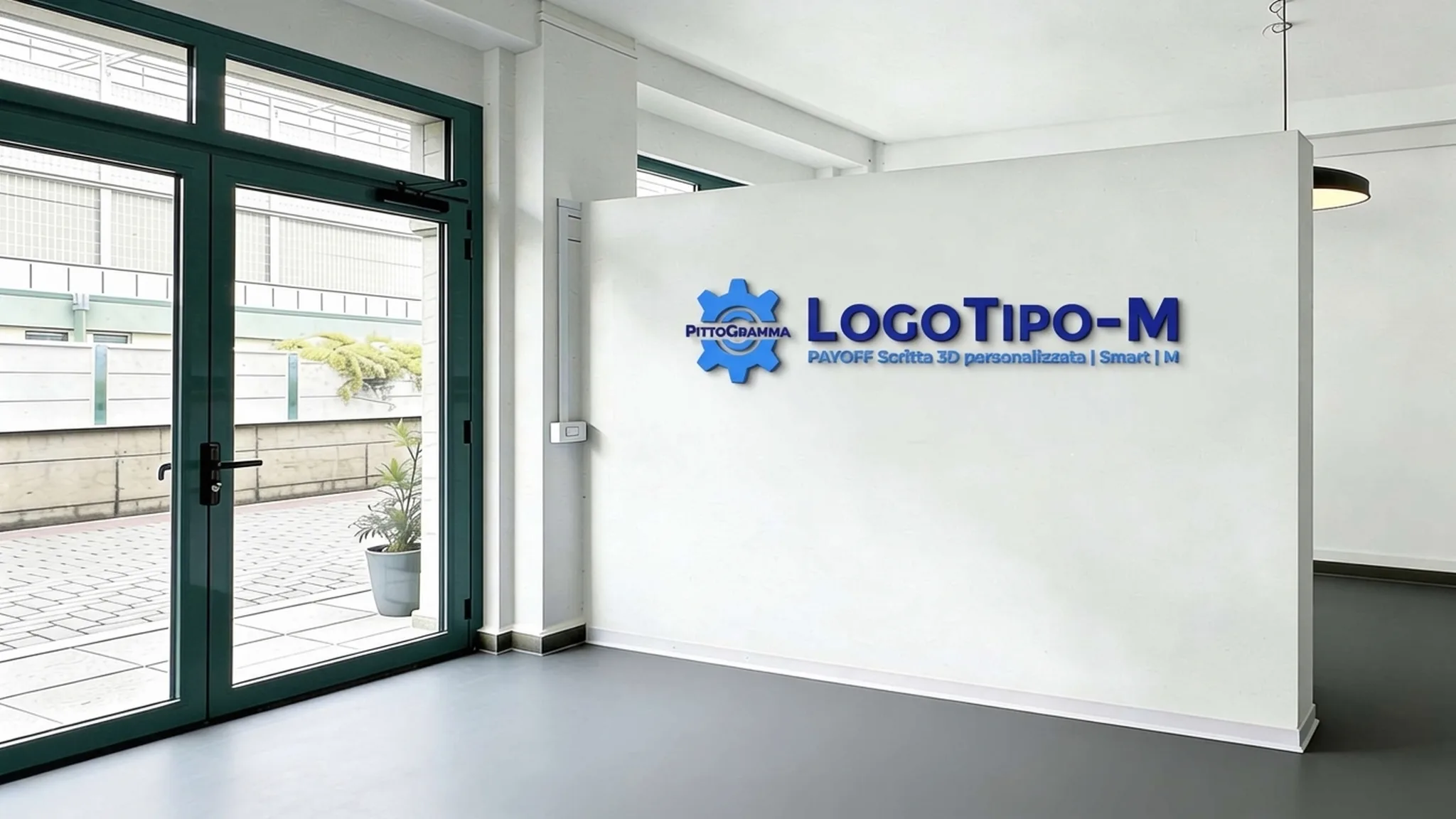 Logo + Scritte 3D Smart M su parete ingresso