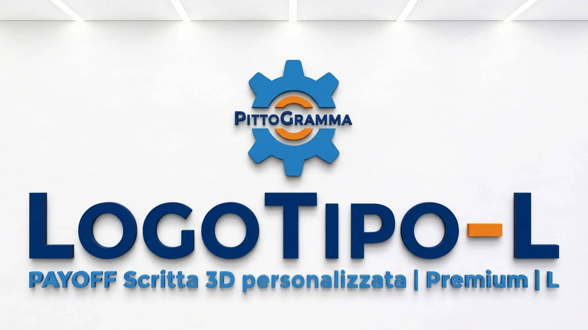 Logo + Scritte 3D Premium L su parete